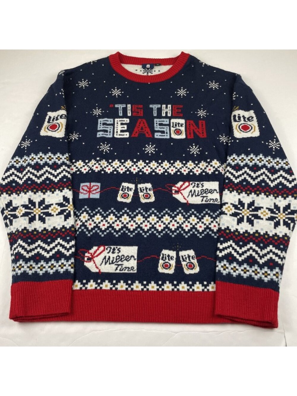 Miller Lite Ugly Christmas Sweater Mens 2XL Tis The Season Beer Holiday